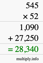 How to calculate 545 times 52 using long multiplication How to calculate 545 times 52 using long multiplication