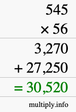 How to calculate 545 times 56 using long multiplication How to calculate 545 times 56 using long multiplication