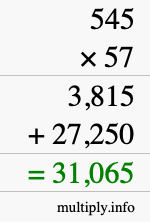 How to calculate 545 times 57 using long multiplication How to calculate 545 times 57 using long multiplication