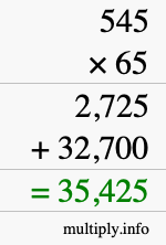 How to calculate 545 times 65 using long multiplication How to calculate 545 times 65 using long multiplication