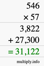 How to calculate 546 times 57 using long multiplication How to calculate 546 times 57 using long multiplication