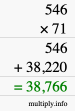 How to calculate 546 times 71 using long multiplication