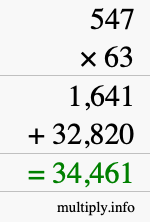 How to calculate 547 times 63 using long multiplication How to calculate 547 times 63 using long multiplication