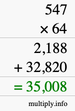 How to calculate 547 times 64 using long multiplication