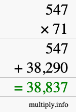 How to calculate 547 times 71 using long multiplication