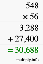 How to calculate 548 times 56 using long multiplication How to calculate 548 times 56 using long multiplication