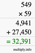 How to calculate 549 times 59 using long multiplication