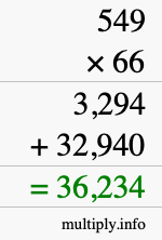 How to calculate 549 times 66 using long multiplication How to calculate 549 times 66 using long multiplication