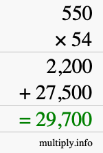 How to calculate 550 times 54 using long multiplication How to calculate 550 times 54 using long multiplication