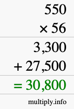 How to calculate 550 times 56 using long multiplication How to calculate 550 times 56 using long multiplication