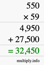 How to calculate 550 times 59 using long multiplication