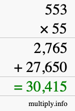 How to calculate 553 times 55 using long multiplication How to calculate 553 times 55 using long multiplication