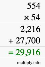 How to calculate 554 times 54 using long multiplication How to calculate 554 times 54 using long multiplication
