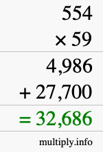 How to calculate 554 times 59 using long multiplication