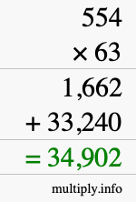 How to calculate 554 times 63 using long multiplication How to calculate 554 times 63 using long multiplication