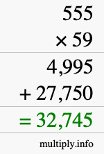 How to calculate 555 times 59 using long multiplication