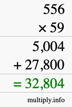How to calculate 556 times 59 using long multiplication