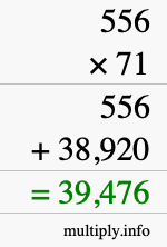 How to calculate 556 times 71 using long multiplication