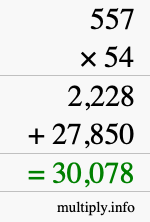How to calculate 557 times 54 using long multiplication How to calculate 557 times 54 using long multiplication