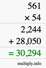 How to calculate 561 times 54 using long multiplication How to calculate 561 times 54 using long multiplication