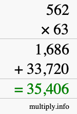 How to calculate 562 times 63 using long multiplication How to calculate 562 times 63 using long multiplication