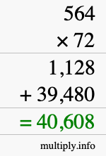 How to calculate 564 times 72 using long multiplication
