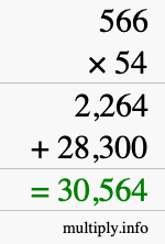 How to calculate 566 times 54 using long multiplication