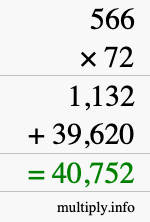 How to calculate 566 times 72 using long multiplication