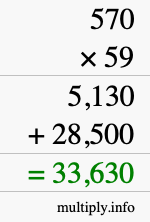 How to calculate 570 times 59 using long multiplication