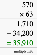 How to calculate 570 times 63 using long multiplication How to calculate 570 times 63 using long multiplication