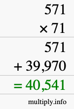 How to calculate 571 times 71 using long multiplication