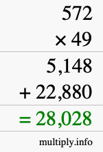 How to calculate 572 times 49 using long multiplication How to calculate 572 times 49 using long multiplication