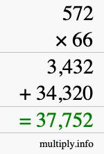 How to calculate 572 times 66 using long multiplication How to calculate 572 times 66 using long multiplication