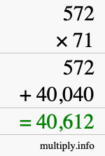 How to calculate 572 times 71 using long multiplication
