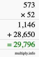 How to calculate 573 times 52 using long multiplication How to calculate 573 times 52 using long multiplication