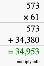 How to calculate 573 times 61 using long multiplication How to calculate 573 times 61 using long multiplication