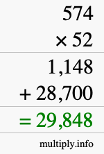 How to calculate 574 times 52 using long multiplication How to calculate 574 times 52 using long multiplication