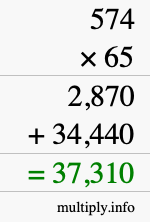 How to calculate 574 times 65 using long multiplication How to calculate 574 times 65 using long multiplication