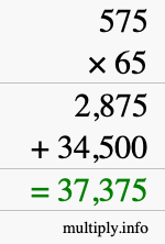 How to calculate 575 times 65 using long multiplication