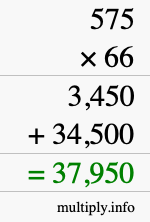 How to calculate 575 times 66 using long multiplication How to calculate 575 times 66 using long multiplication