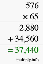 How to calculate 576 times 65 using long multiplication How to calculate 576 times 65 using long multiplication