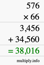 How to calculate 576 times 66 using long multiplication How to calculate 576 times 66 using long multiplication