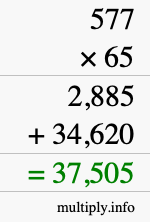 How to calculate 577 times 65 using long multiplication How to calculate 577 times 65 using long multiplication