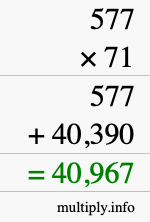 How to calculate 577 times 71 using long multiplication