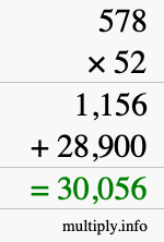 How to calculate 578 times 52 using long multiplication How to calculate 578 times 52 using long multiplication