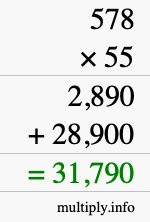 How to calculate 578 times 55 using long multiplication How to calculate 578 times 55 using long multiplication