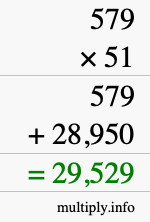 How to calculate 579 times 51 using long multiplication