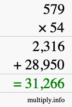 How to calculate 579 times 54 using long multiplication