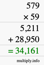How to calculate 579 times 59 using long multiplication