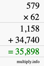How to calculate 579 times 62 using long multiplication